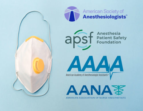 ASA, APSF, AAAA, AANA Logos with N95 Mask