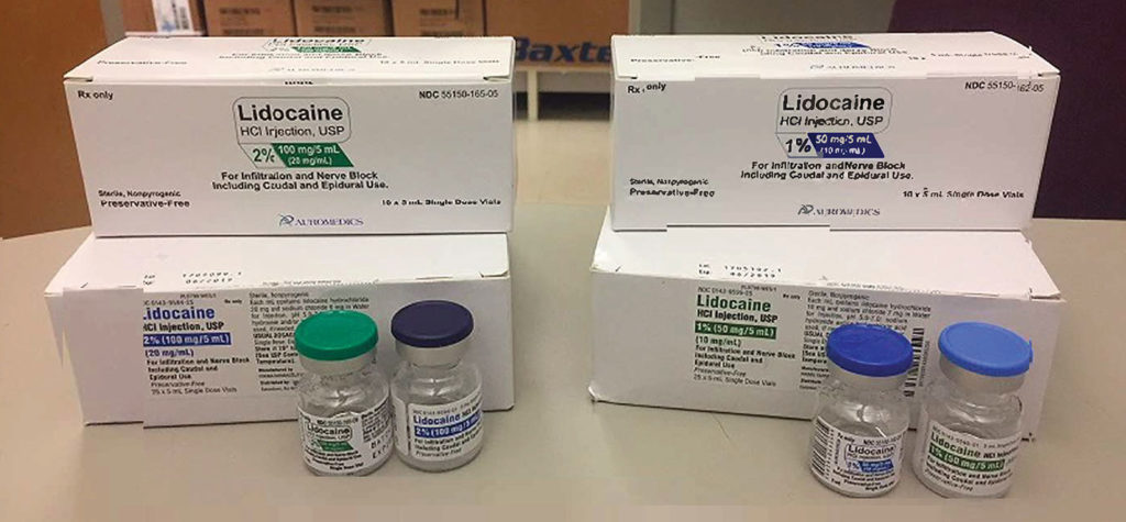 Figure 2. Depicts the similarities between two different concentrations of lidocaine made by two different companies.