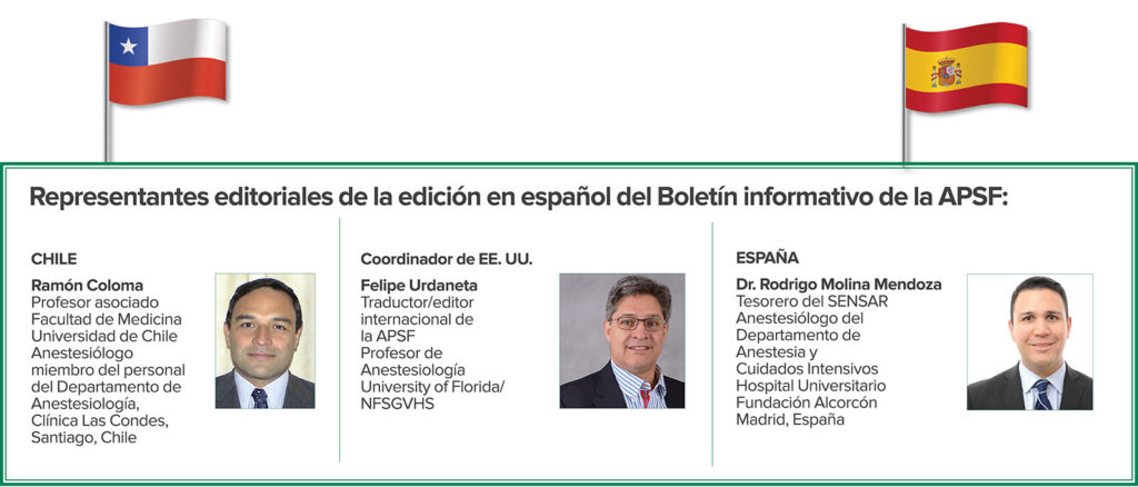 Representantes editoriales de la edición en español del Boletín informativo de la APSF: