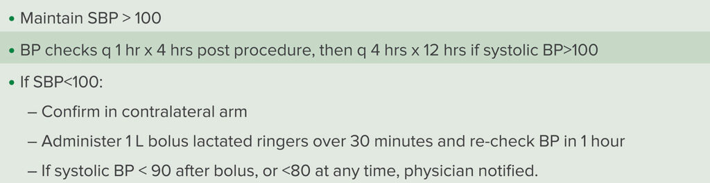 Table 2: Summary of Nursing Postop Hypotension Protocol