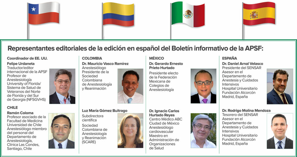 Representantes editoriales de la edición en español del Boletín informativo de la APSF: