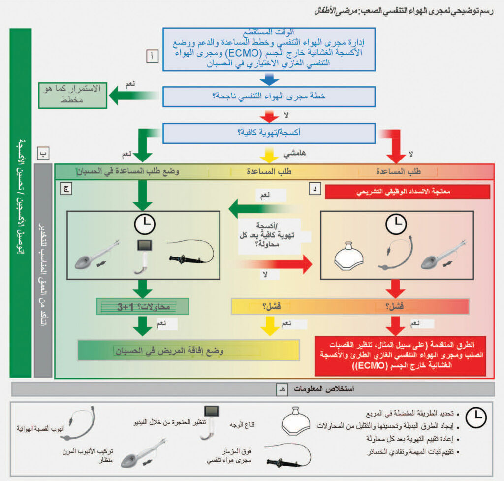 الشكل 2: رسم توضيحي لمجرى الهواء التنفسي الصعب: مرضى الأطفال