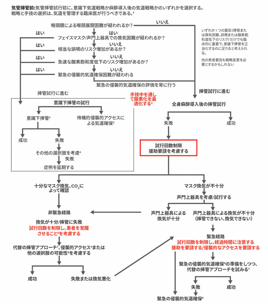 図３：ASA気道確保困難アルゴリズム：成人患者