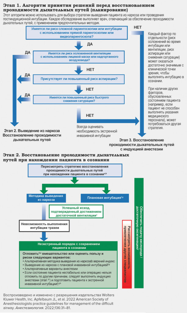 Рисунок 1, части 1 и 2: Инфографика нарушения проходимости дыхательных путей у взрослых пациентов.