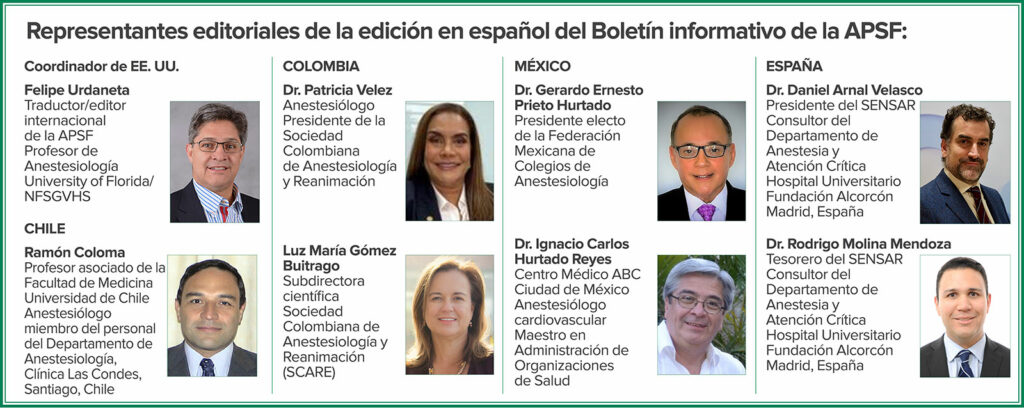 Representantes editoriales de la edición en español del Boletín informativo de la APSF: