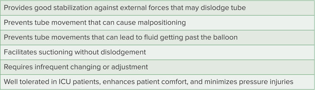 Table 3: Suggested Characteristics of an Optimal Endotracheal Tube Securement Device