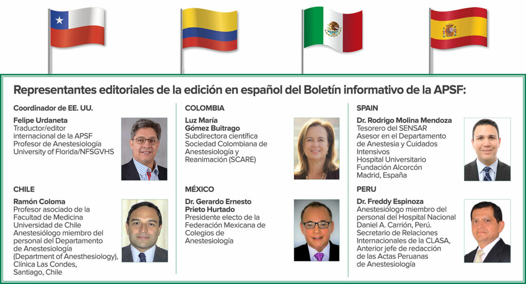 Representantes editoriales de la edición en español del Boletín informativo de la APSF: