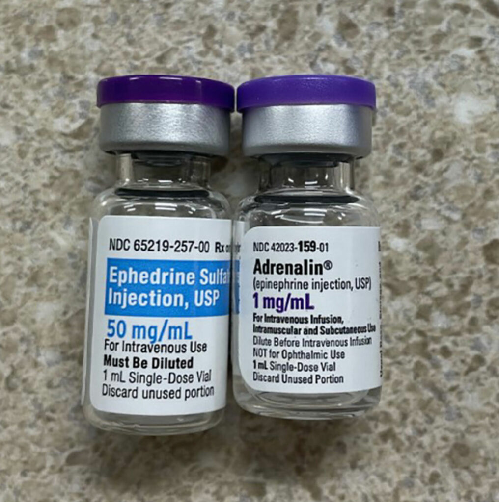 Figure 1a: Look-alike vials of epinephrine and ephedrine. 