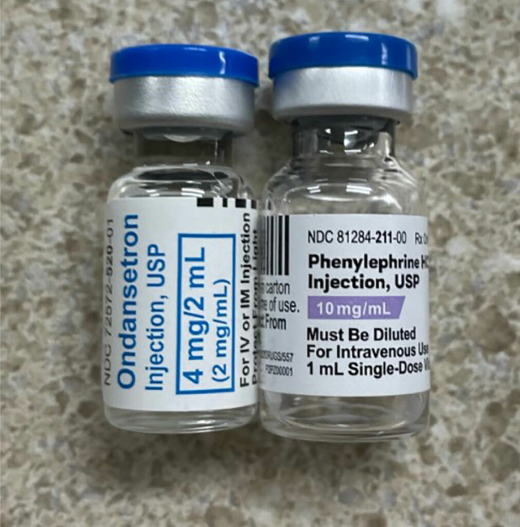 Figure 1b: Look-alike vials of ondansetron and phenylephrine.