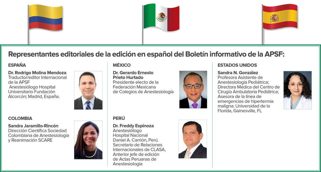 Representantes editoriales de la edición en español del Boletín informativo de la APSF: