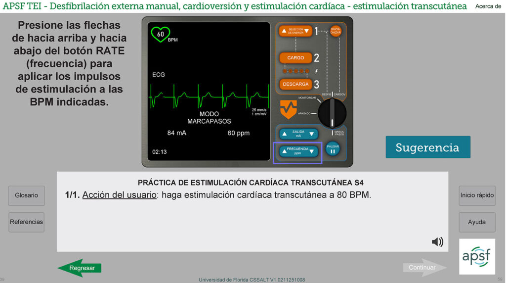 Figura 1: Práctica de colocación de almohadillas de desfibrilador en la simulación MEDCP.