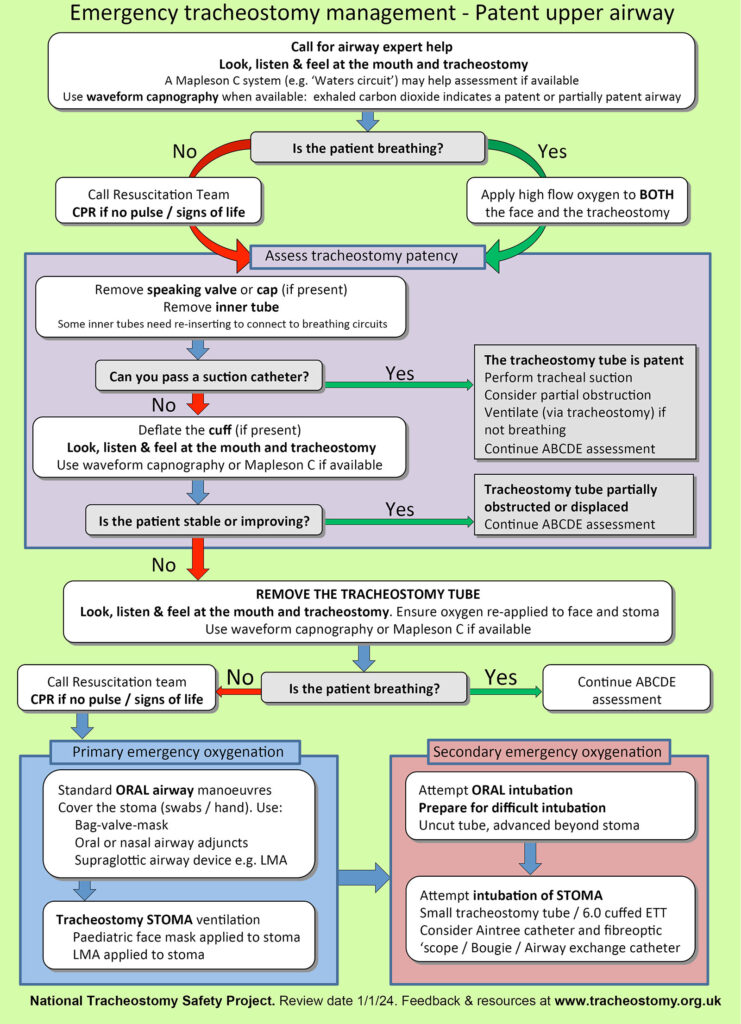 Figure 3: Emergency tracheostomy management algorithm. Used with permission from Brendan McGrath and the National Tracheostomy Safety Project.