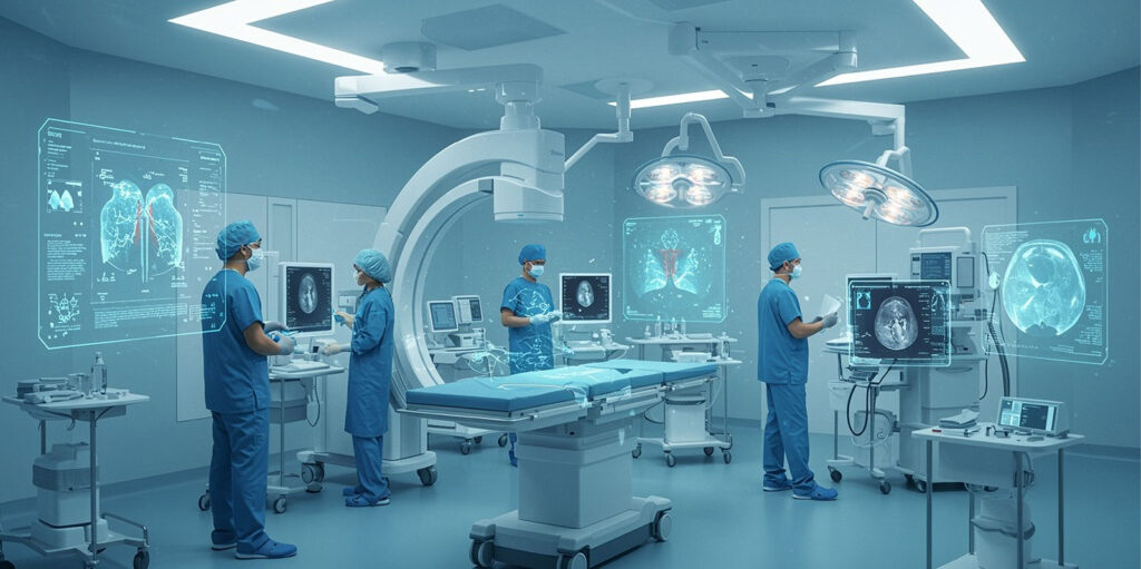 AI-generated photo of a futuristic operating arena.