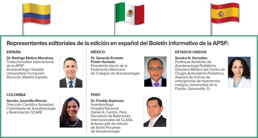 Representantes editoriales de la edición en español del Boletín informativo de la APSF: