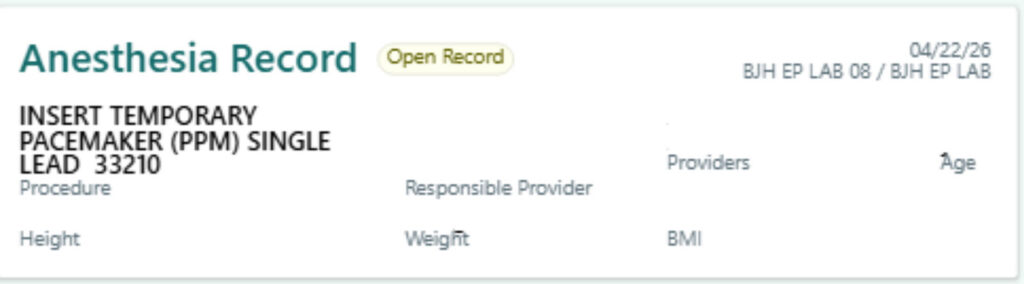 Anesthesia Record
