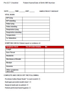 Figure 2: Pre-ECT Checklist