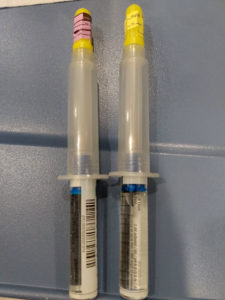 Figure 3 – example of sticker marked caps to differentiate epinephrine and calcium chloride