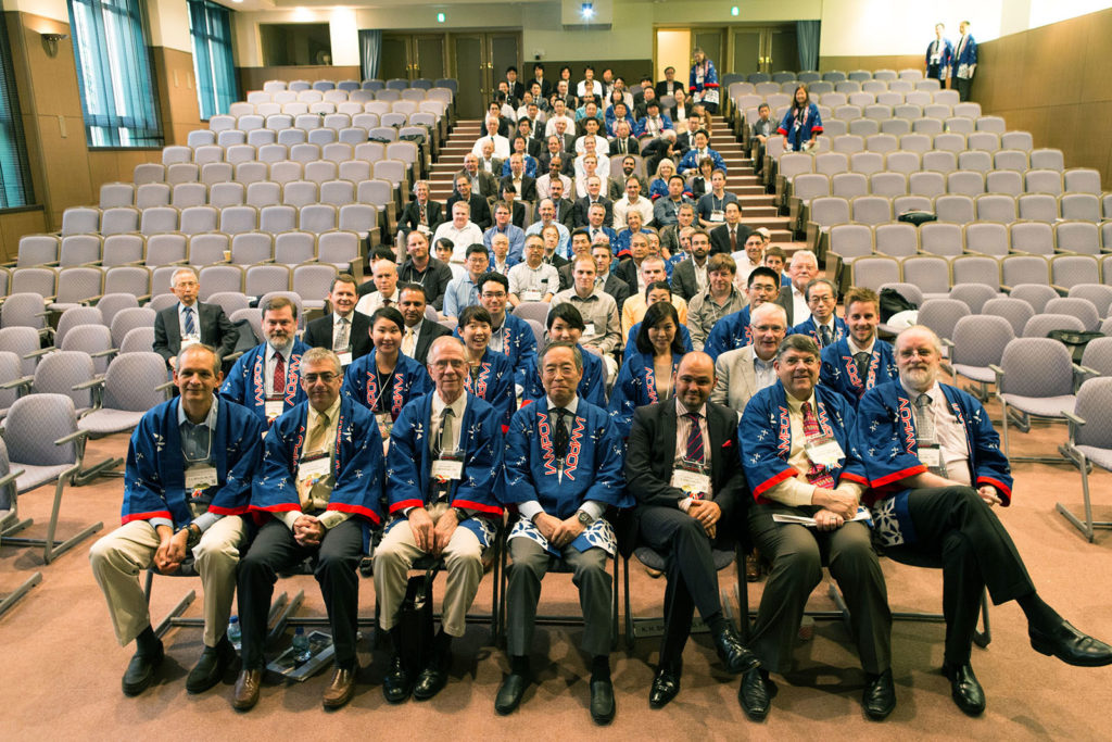 2015 Tokyo IAMPOV Symposium (Last day, Auditorium at St. Luke’s International University)<br /> (An international symposium on patient monitoring devices and technology related to circulation, oxygenation, and respiration)<br /> Left side: Dr. Takuo Aoyagi<br /> Central area, front row from left to right:<br /> P. Bickler (UCSF), S. Weininger (FDA), S. Barker (Masimo) K. Miyasaka (St. Luke’s)<br /> P. Kyriacou (U. London), B. Kopotic (Edwards), K. Shelley (Yale)